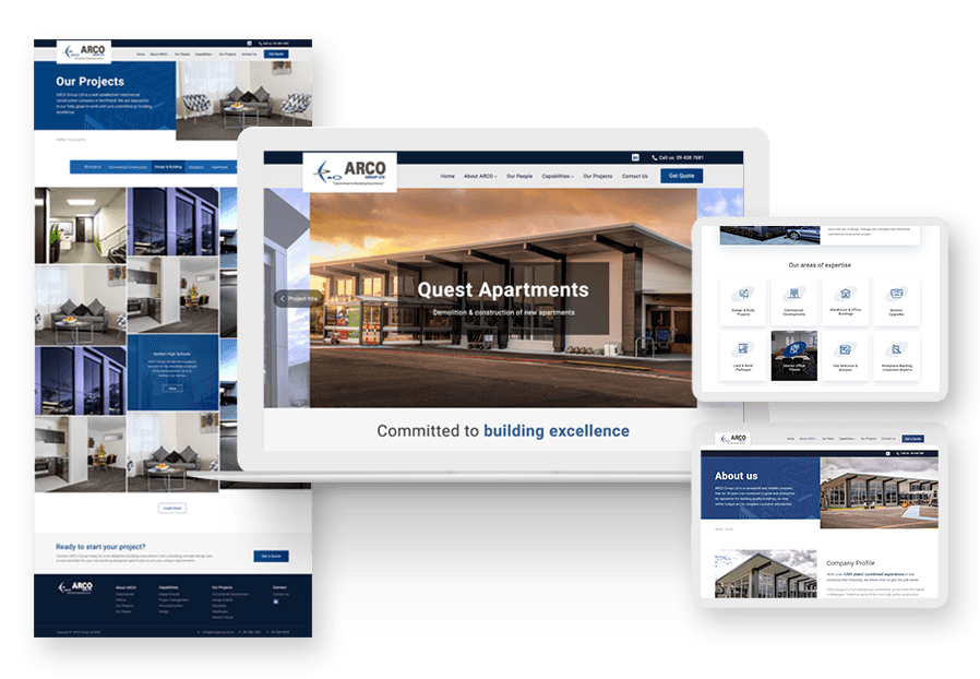 Gasterpol created the website for construction company ARCO to present their services